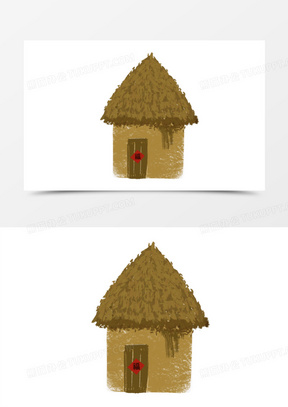 手绘茅草屋免抠元素80卡通手绘茅草屋房子元素512手绘茅草屋草房子免