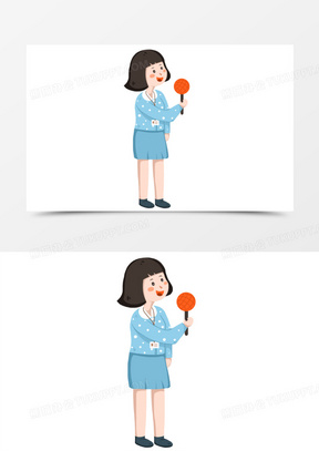 手绘卡通单人小记者免抠素材