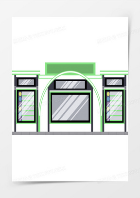 手绘绿色的公交站牌免抠素材