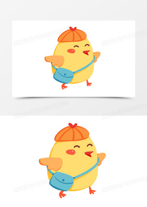 手绘卡通小鸡拟人上学免抠素材