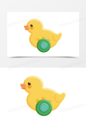手绘小鸭玩具车免抠素材