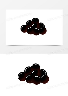 手绘奶茶配料黑色珍珠免抠素材