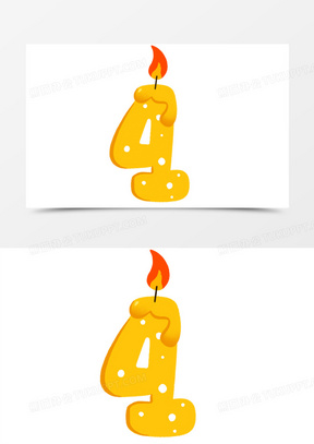 手绘黄色波点生日蜡烛4免抠素材