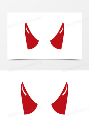 手绘卡通恶魔角装饰素材