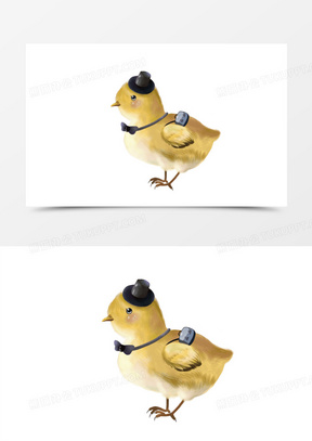 手绘插画风上学背书包的小鸡免抠素材