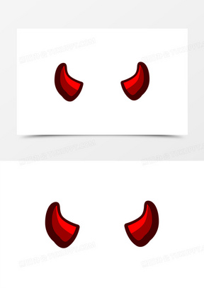 卡通手绘恶魔角头饰装饰素材70手绘红色恶魔角免抠素材10手绘蓝色恶魔