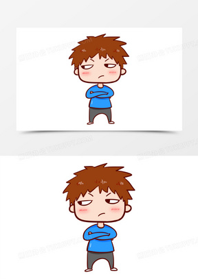 卡通手绘男孩傲慢表情素材