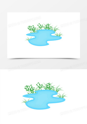水洼插画手绘元素110雨季背景150矢量图摔倒00云彩闪电与积水路面等