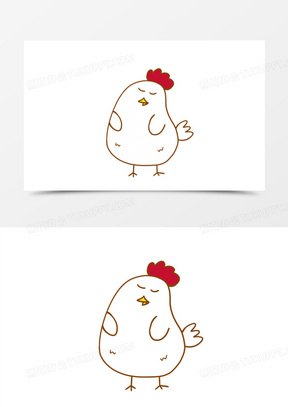 卡通手绘傲慢的小公鸡表情免抠元素