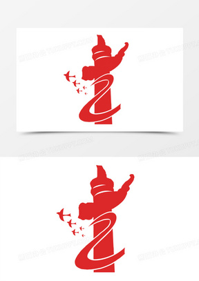 手绘华表柱剪影元素