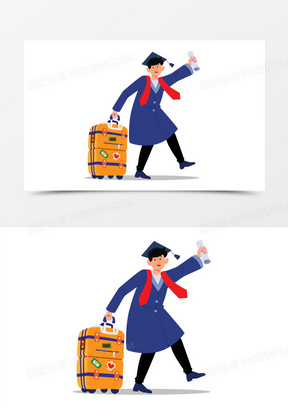 卡通手绘毕业旅行准备出发免抠素材