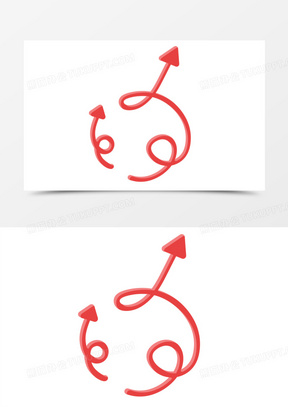 红色简约螺旋上升箭头装饰素材