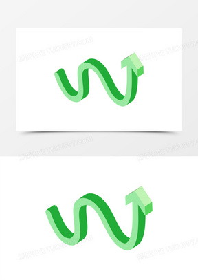 立体螺旋上升绿色箭头装饰元素