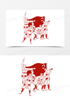 各种行动的军人剪影图片素材