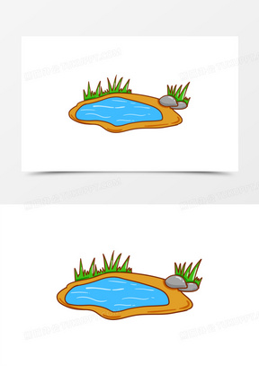 手绘水坑插画元素10卡通手绘路边花草装饰元素793白色别墅10情侣10