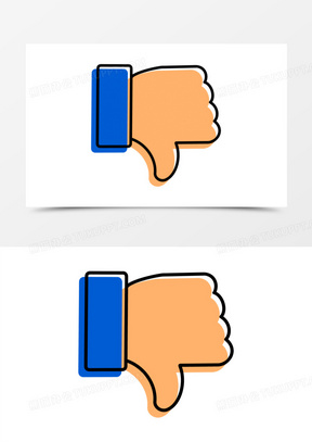 手绘倒拇指手势装饰元素