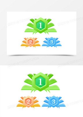 一组手绘卡通排名图标元素131手绘卡通第三名排名奖牌图标素材3071