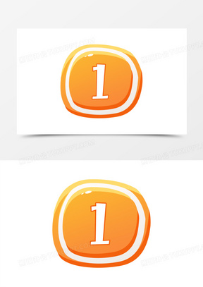 卡通手绘彩色排名按钮图标元素