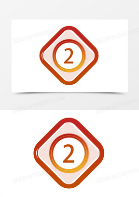 卡通第二名按钮图标元素