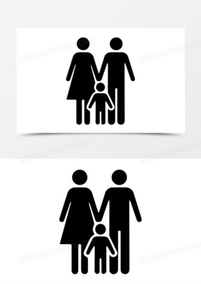 手绘矢量一家三口人形图标免抠元素