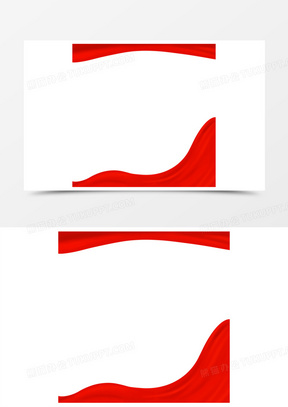 手绘红绸幕布边框免抠元素