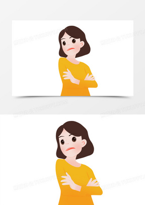 卡通手绘叉腰不屑的表情免抠元素