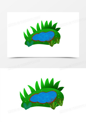 卡通手绘水坑插画元素