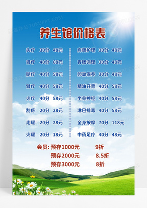 简约养生会馆开业期间活动海报养生馆价格表