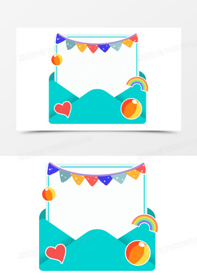 手绘卡通可爱信封信纸边框元素
