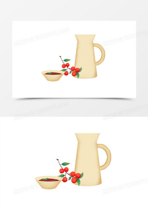 手绘卡通夏季酸梅汤免抠素材