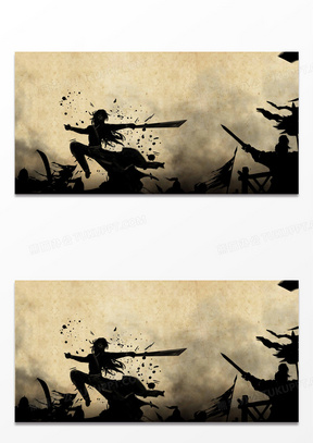 武侠创意战场战斗墨水古风背景