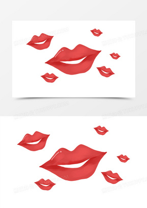手绘红色嘴唇简约装饰元素
