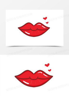 红唇唇印爱心免抠装饰素材