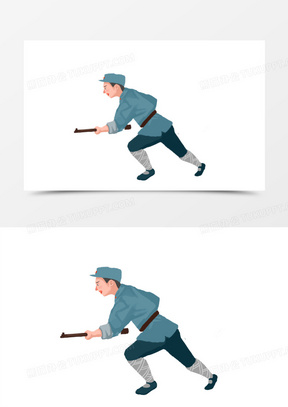 卡通手绘革命新四军军人免抠元素934卡通手绘插画新四军军人免抠元素