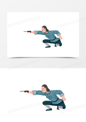 卡通手绘持枪的革命军人免抠元素