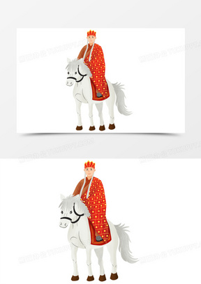 手绘西游记三藏法师骑白龙马元素