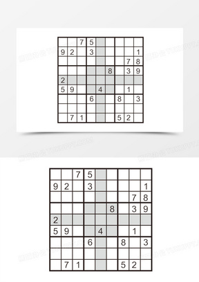 手绘矢量黑白数独填字游戏元素