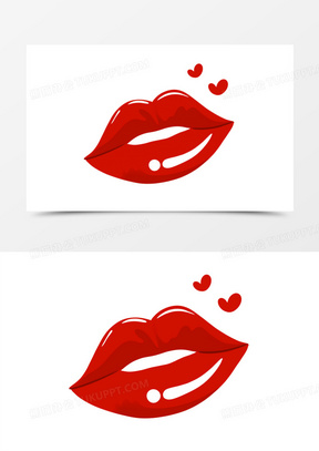 手绘红唇亲亲装饰素材