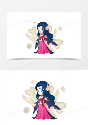 卡通手绘q版白骨精元素