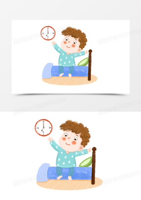 卡通手绘早起伸懒腰表情素材350卡通手绘打工人早起的一天免抠元素400