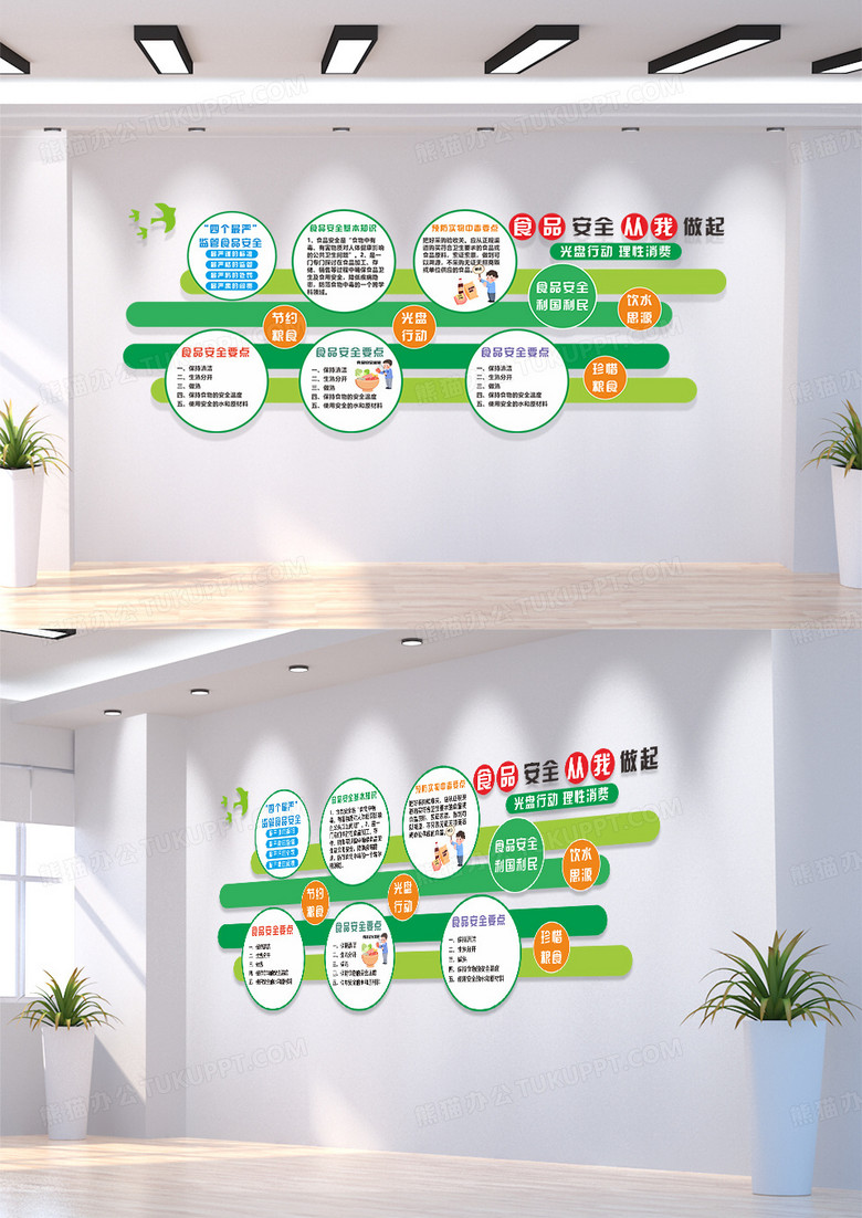 绿色简约大气食品安全字体排版文化墙