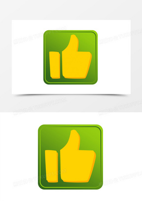 绿色几何游戏点赞按钮图标元素