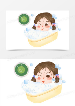 动物62健身剪影手绘 洗澡的女孩90浴缸洗澡431