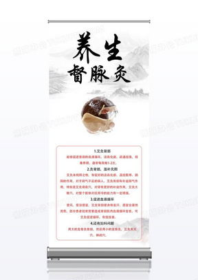 白色简约养生督脉灸养生易拉宝展架