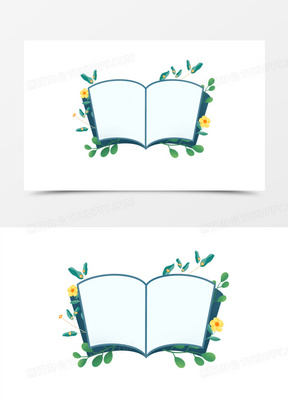 唯美手绘植物书本边框元素2927文艺唯美清新风手绘书本边框元素404