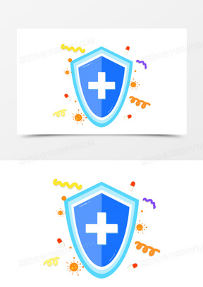 手绘盾牌免疫插画素材