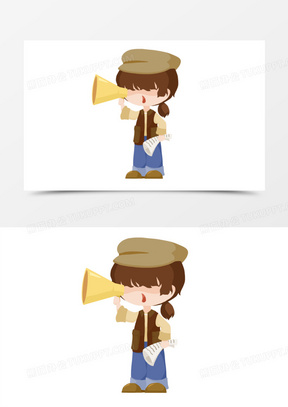 卡通导演拿着剧本和喇叭免抠元素