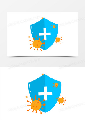 卡通手绘自身免疫盾牌免抠元素