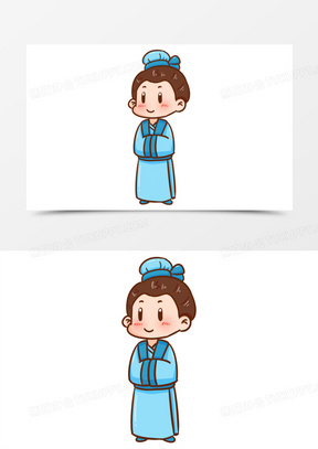 卡通手绘书童元素
