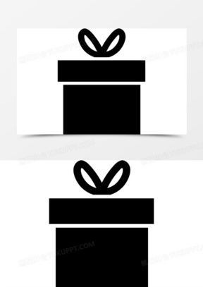 礼品盒剪影与丝带蝴蝶结上图标
